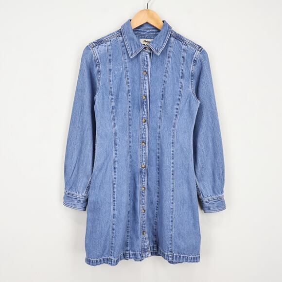 Madewell Seamed Mini Dress In Ramey Wash: Airy Denim Edition Size 2 - Picture 4 of 10